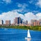 Boston Harvard Bridge in Charles river