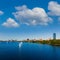 Boston Harvard Bridge in Charles river