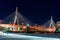 BOSTON, MASSACHUSETTS - JANUARY 03, 2014: Bridge in Boston. Long Exposure Night Photography. Leonard P. Zakim Bunker Hill Memorial