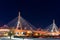 BOSTON, MASSACHUSETTS - JANUARY 03, 2014: Bridge in Boston. Long Exposure Night Photography. Leonard P. Zakim Bunker Hill Memorial