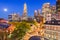 Boston, Massachusetts, USA skyline with Faneuil Hall and Quincy Market