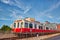 Boston MBTA subway lines, train crossing Longfellow bridge over scenic Charles river