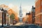 Boston\\\'s Colonial Essence: Historic Sites, Streets & Academic Legacy in Rich Tones