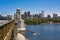 Boston skyline and Charles River as seen from historic Longfellow Bridge