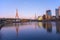 Boston skyline at night, Massachusetts, USA