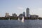 Boston Skyline, Prudential Building, and Sailboats along Charles River