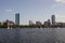 Boston Skyline and Sailboats along Charles River