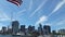 Boston Skyline with USA Flag