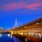 Boston Zakim bridge sunset in Massachusetts