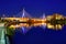 Boston Zakim bridge sunset in Massachusetts