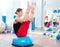 Bosu ball for fitness instructor woman in aerobics