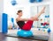 Bosu ball for fitness instructor woman in aerobics