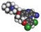 Bosutinib chronic myelogenous leukemia (CML) drug molecule. Tyrosine kinase inhibitor targeting Bcr-Abl and SRc family kinase