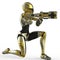 Bot soldier pointing a gun side view