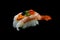 Botan ebi sushi or Spacial premium king shrimp sushi mixed by ikura and caviar top on Japanese rice. Japanese tradition food