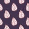 Botanic abstract leaf silhouettes seamless pattern. White floral shapes with contour on purple background