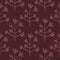 Botanic floral silhouettes seamless pattern. Design in burgundy tones