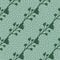 Botanic seamless pattern with green floral silhouette. Blue background with dots