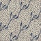 Botanic seamless pattern with navy blue thorn branches. Grey background with dots. Creative floral print