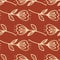 Botanic seamless pattern with outline flowers on red background