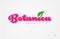 botanica 3d word with a green leaf and pink color logo