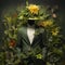 Botanical Elegance Fashionable Silhouettes of Man Amidst Plants