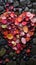Botanical Elegance. Flower petals in the shape of a heart are delicately placed on a neutral background. Valentines day