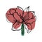 botanical floristic contour flower peonies, poppies tulips open buds and closed. Vector isolated minimalistic terracotta flower