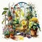A Botanical Haven: The Watercolor Floral Greenhouse AI Generated