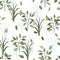 Botanical hipster, rustic seamless print for wedding cards. Nature floral background greenery pattern in hand drawn watercolor