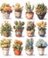 Botanical Illustration of Colorful Cacti, Perfect for Celebrations, Vibrant and High Res