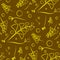 botanical olive pattern of yellow plants and grass blosso