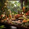 Botanical Paradise: A Reception Buffet amidst Lush Greenery