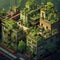 Botanical Rooftops elevated green spaces in urban settings blending nature 3D Isometric gaming AI Generated