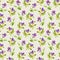 Botanical seamless backdrop with pretty violet flowers on paper texture
