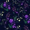 Botanical seamless pattern with cherry and flowers, vector motifs for fabric print and embroidery.