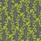Botanical seamless pattern with fenugreek stems and leaves on gray background. Natural backdrop with green plants hand