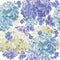 Botanical seamless pattern with forget-me-nots and hydrangea flo