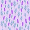 Botanical seamless print with various floral elements. Blue fields of lavender and chamomile. pattern with miniature