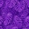 Botanical texture with violet tropical 3D monstera leaves. Seamless vector repeating pattern for textile, wallpaper
