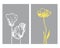 Botanical wall art. A pattern in trendy yellow and gray for framed wall prints, paintings on canvas, posters, interior decorations