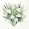 Botanical Watercolour Painting With Light White And Emerald Style