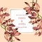 Botanical wedding invitation card template design, beige orchid flowers branch.