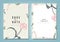 Botanical wedding invitation card template design, pink tulip flowers and leaves on light brown, minimalist vintage