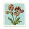 Botanicals Flower Stamp: Colorized Mid-century Illustration Revived