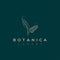 Botanics vector logo. Bio cosmetics emblem. Organic product sign. Leaf illustration
