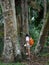 Botanist asian girl learning adventure outdoor activity with lifestyle in rainforest