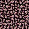 Botany illustration Watercolor grape fruit on black background. Seamless watercolor pattern