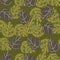 Botany seamless pattern with random hand drawn monstera leaf shapes. Green palette artwork