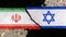 Both the Israeli flag and the Iranian flag are made of crackled patterns